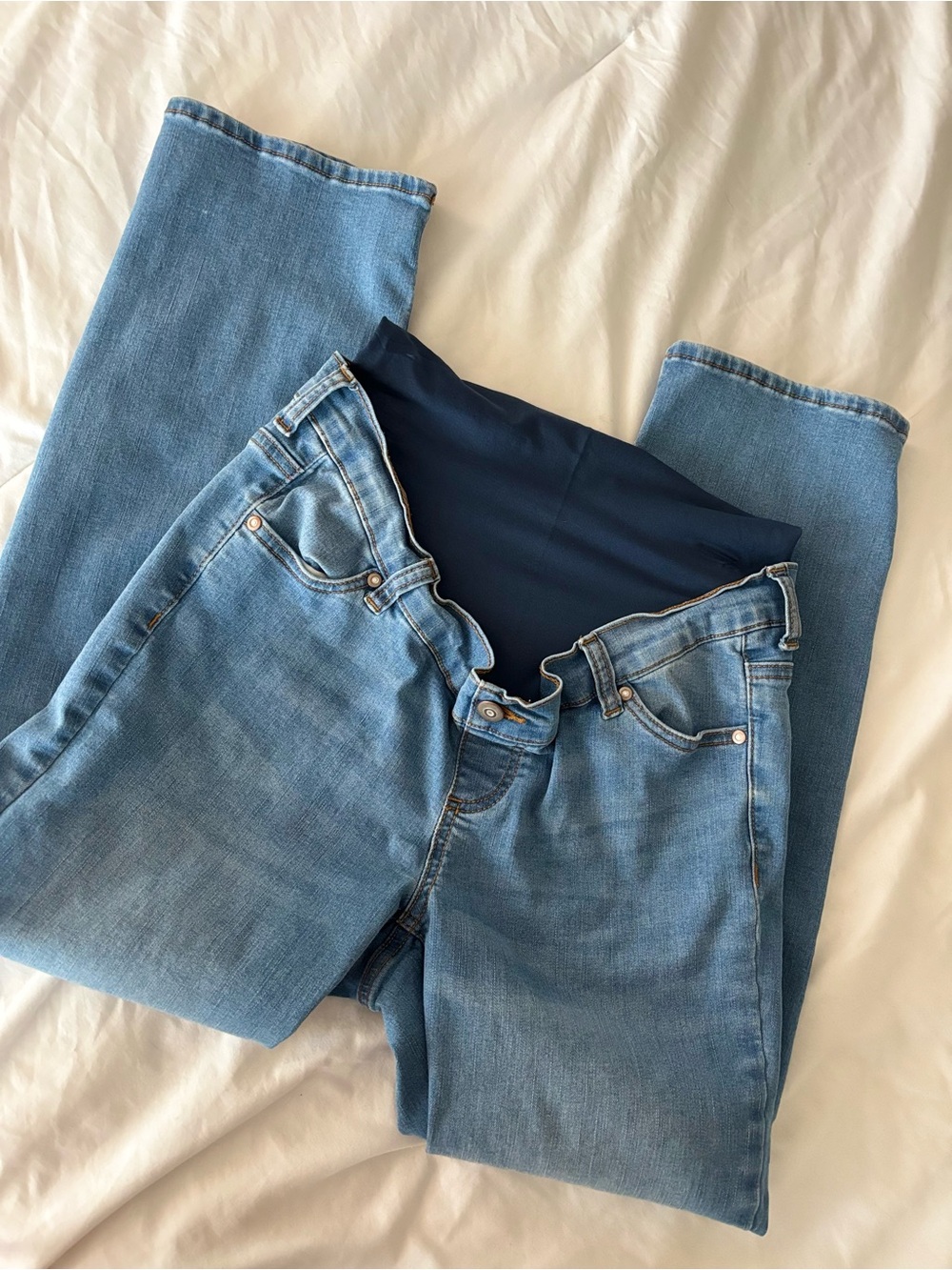 Time and Tru Light Blue Jeans with Navy Maternity Panel